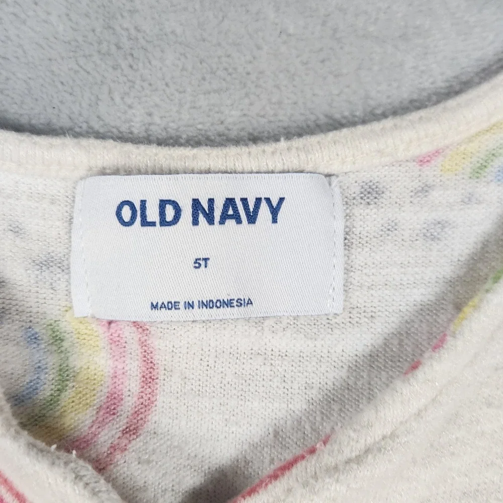 Old Navy Girls Fit & Flare Beige Rainbow Knit Dress Size 5T Henley Fairy‎